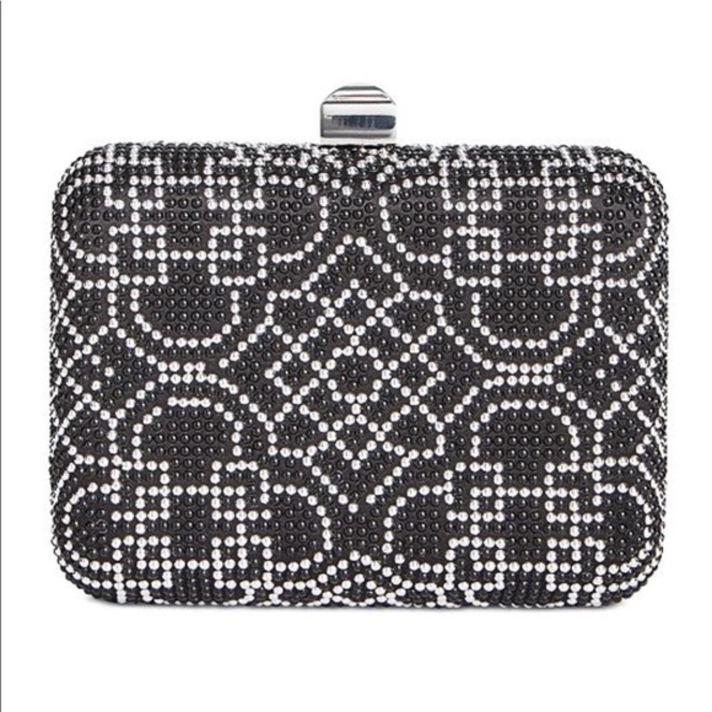 INC Black Clutch Purse Shoulder Strap Handbag